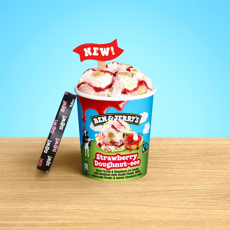 image 1 of Ben & Jerry's Strawberry Doughnut-eee Ice Cream Tub 465ml