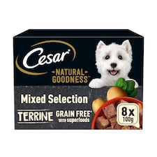 Cesar Natural Goodness Grain Free Adult Wet Dog Food Mix Terrine 8x100g Tray