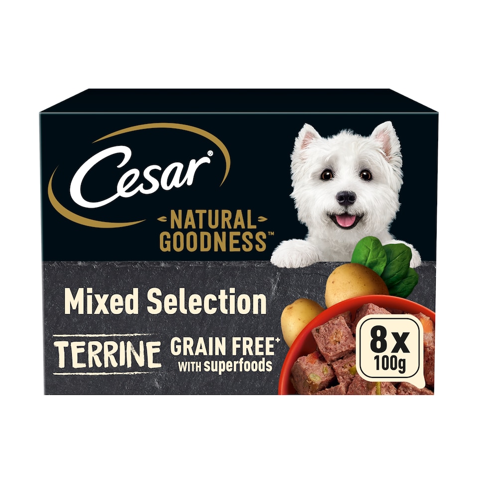 image 1 of Cesar Natural Goodness Grain Free Adult Wet Dog Food Mix Terrine 8x100g Tray
