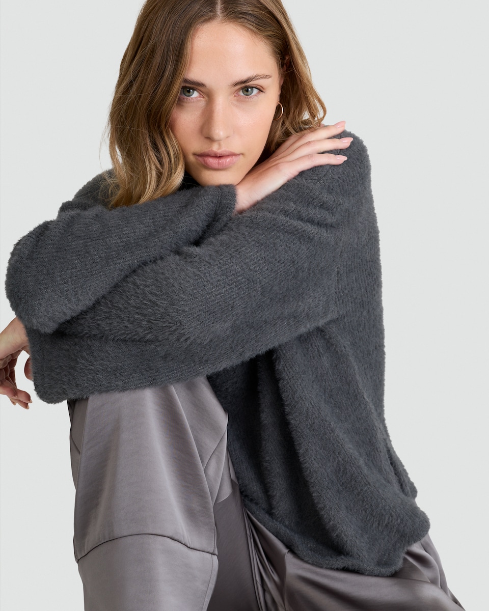 image 1 of The F&F Edit Snit Textured Jumper and Satin Trousers Pyjamas in Grey