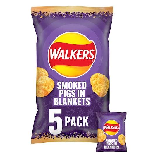 Walkers Smoked Pigs In Blankets Crisps 5X25g Tesco Groceries
