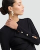 image 2 of F&F Ribbed Long Sleeved Button Accent Top in Black