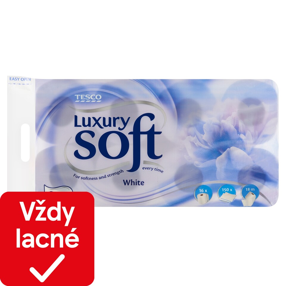 Tesco Soft Luxury White Toilet Paper 3 Ply 16 Rolls
