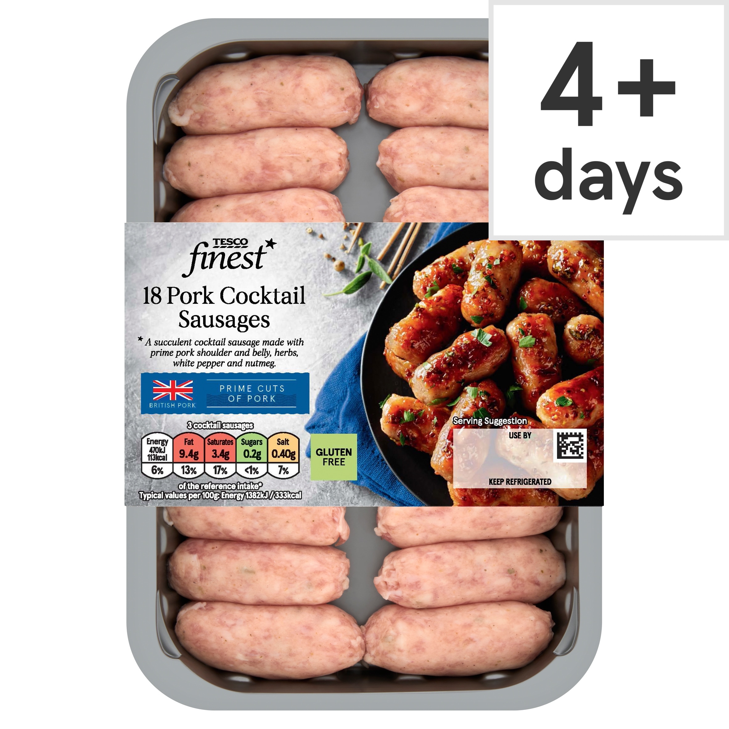 Tesco Finest Gluten Free 18 British Pork Cocktail Sausages 270G