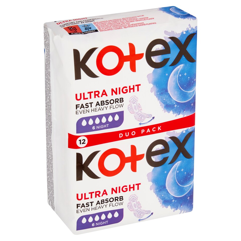 image 1 of Kotex Ultra Night Duo Pack dámské hygienické vložky 12 ks