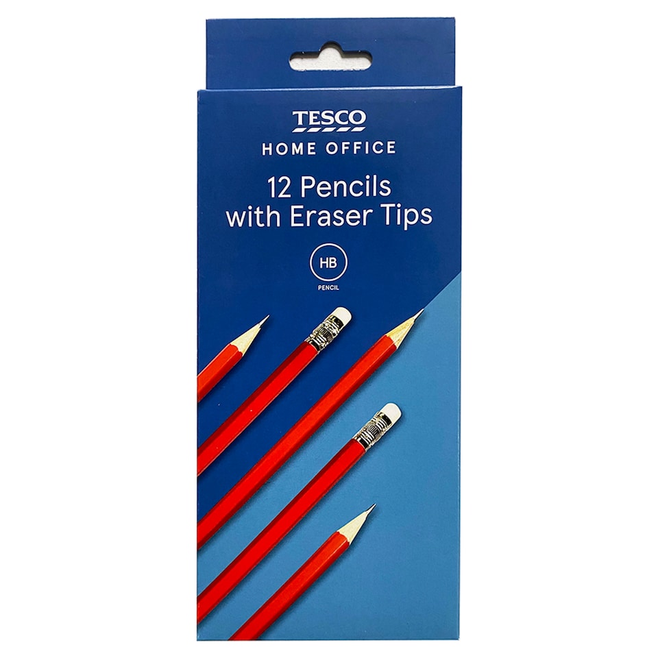 image 1 of Tesco Stationery HB Pencils With Erasers 12 Pack
