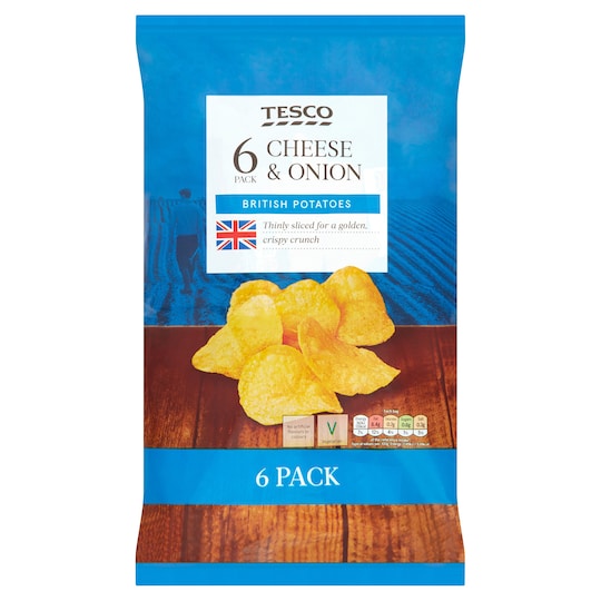 Tesco Cheese & Onion Crisps 6X25g Tesco Groceries