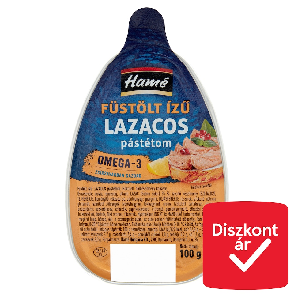 Hamé füstölt ízű lazacos pástétom 100 g