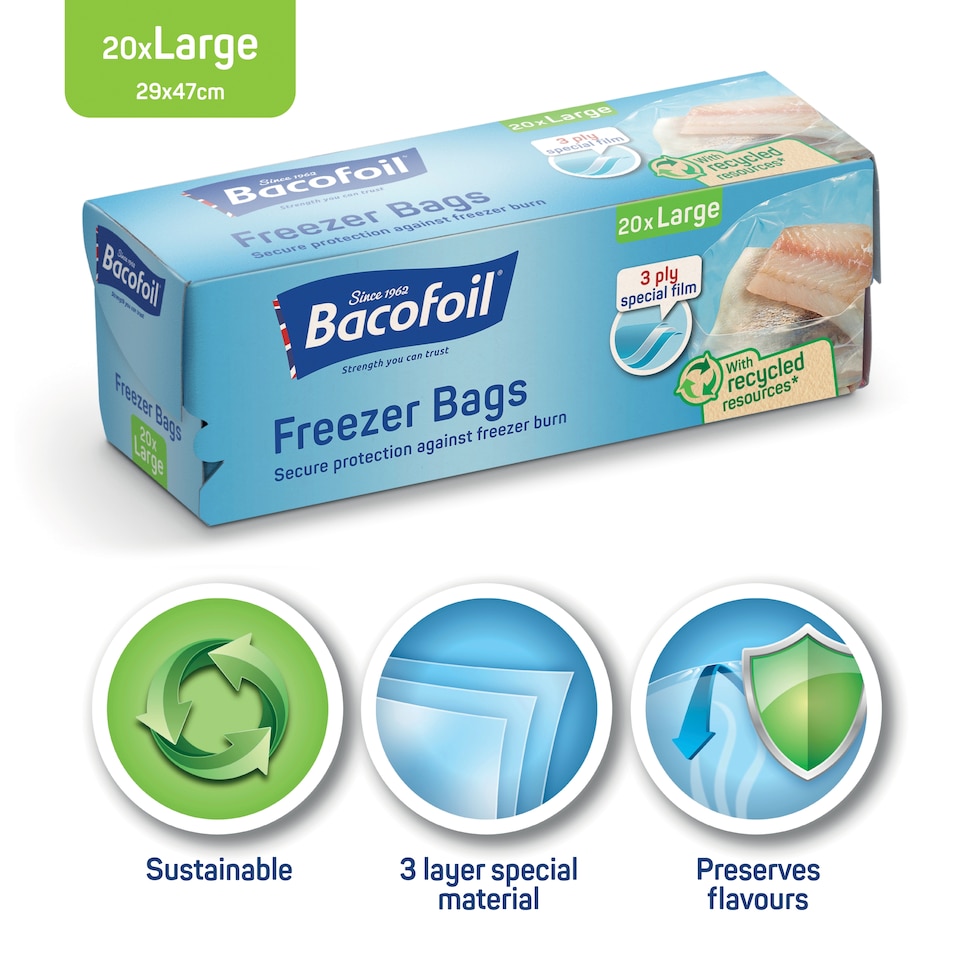 image 1 of Bacofoil Freezer Bags Large 20 Pack