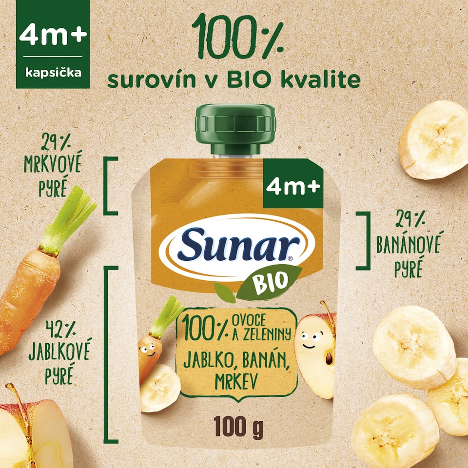 image 1 of Sunar Organic Apple, Banana, Carrot 100 g