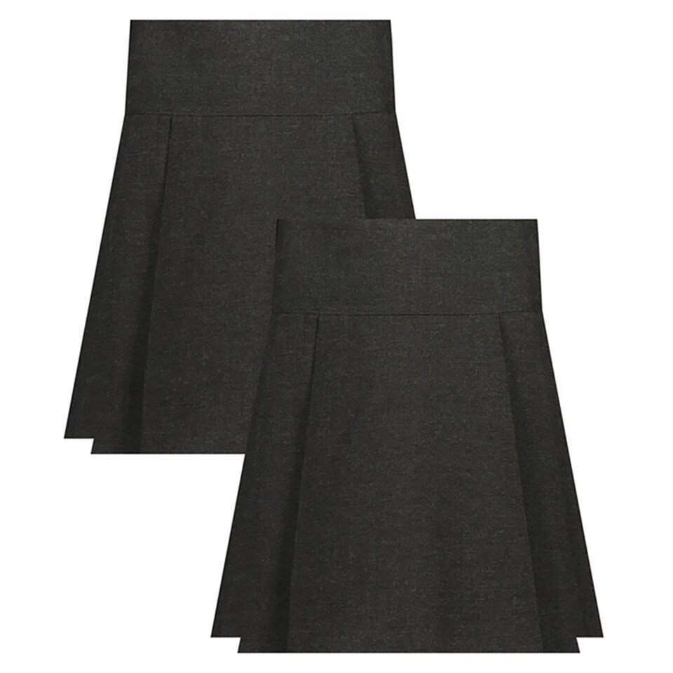 F&F School Girls 2-Pack Pleated Skirts in Grey