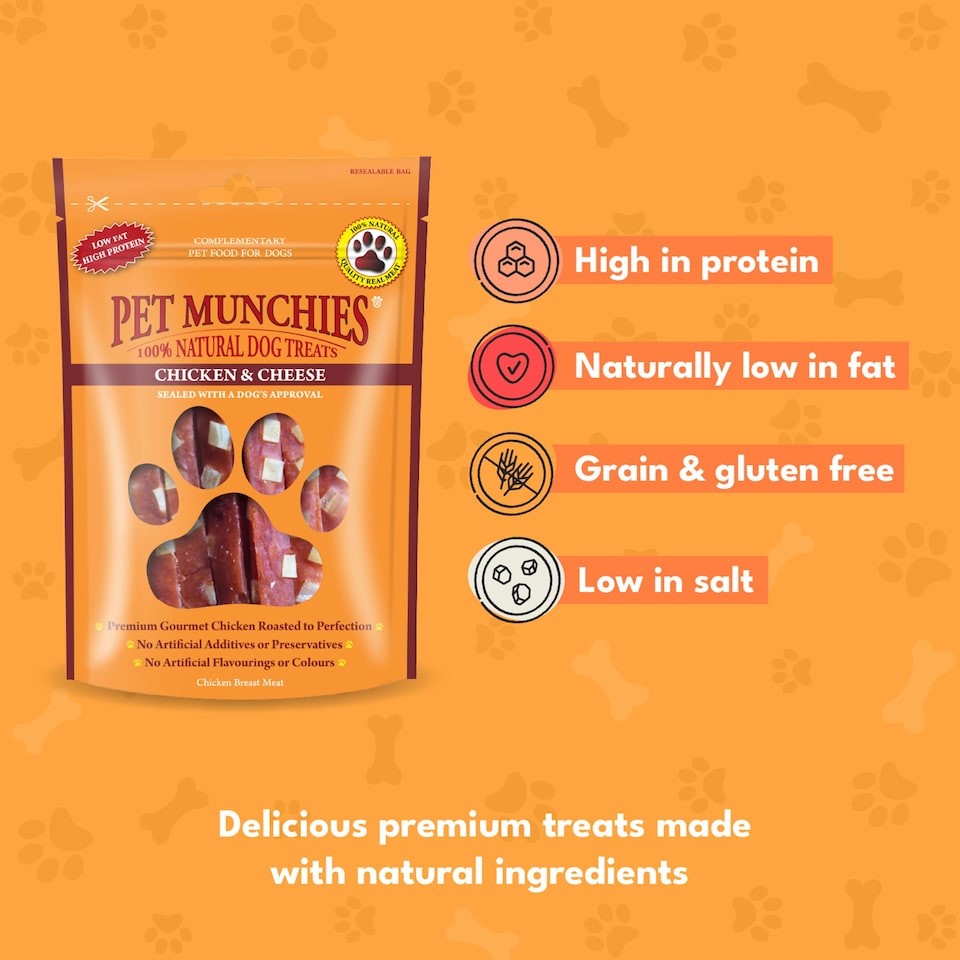 image 1 of Pet Munchies Natural Dog Treats Chicken & Cheese 100g