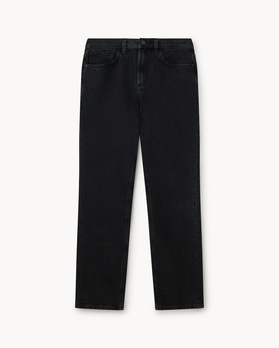 image 1 of F&F Pure Cotton Straight Leg Jeans in Black