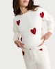 image 2 of F&F Fleece Textured Heart Print Pyjama Set in Cream