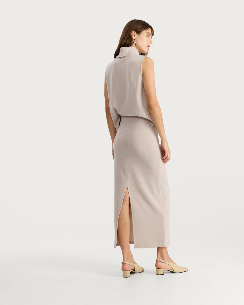 image 1 of F&F Snit Textured Midi Co-ord Pencil Skirt in Cream