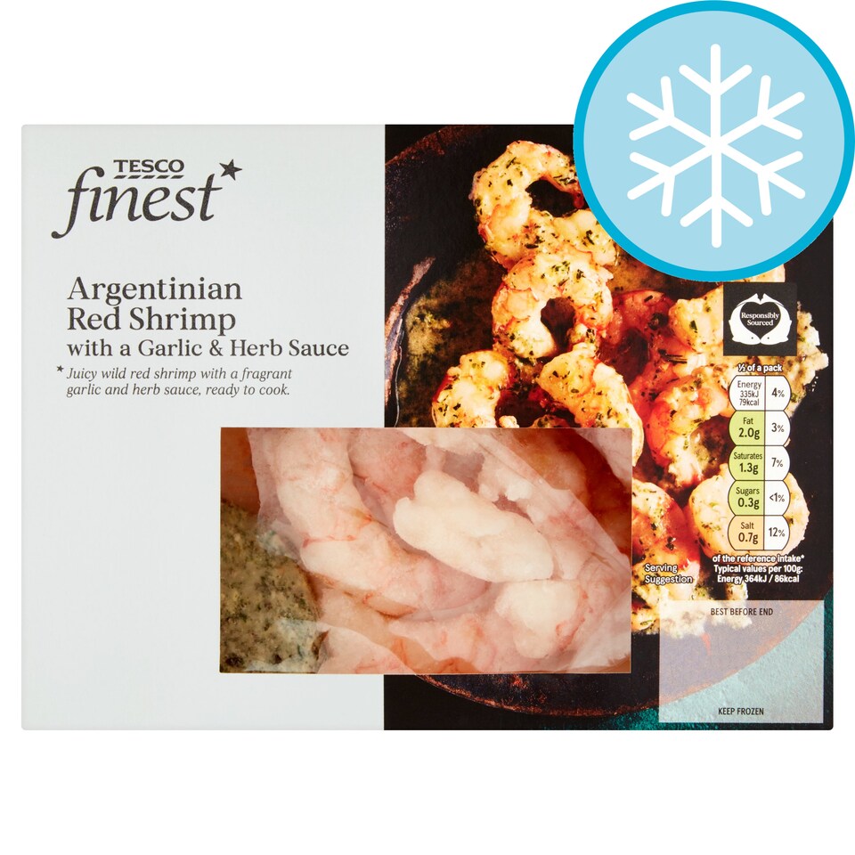 Tesco Finest Red Shrimp With Garlic And Herb Sauce 200G