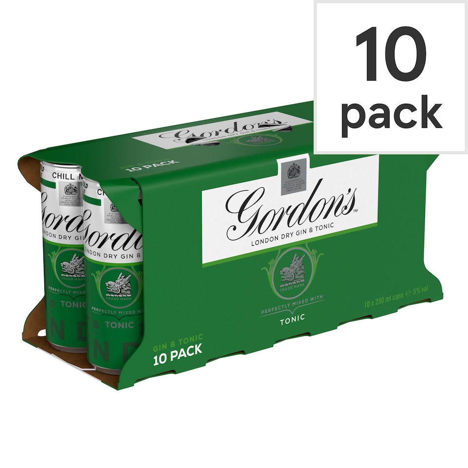 image 1 of Gordon's Gin & Tonic Can 5% Vol 10X250ml