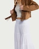 image 2 of F&F Pure Cotton Double Cloth Tiered Maxi Skirt in White