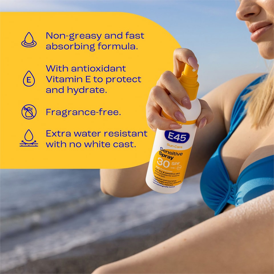image 1 of E45 Sun Care Sensitive Sun Cream Spray SPF30 180ml