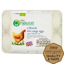 Tesco Organic Eggs Mixed Weight Box Of 6 (C)