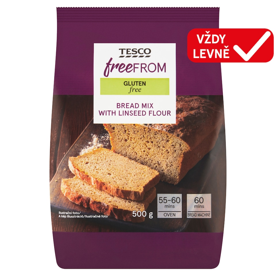 Tesco Free From Sypká směs pro přípravu chleba se lněnou moukou 500g