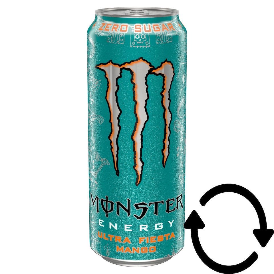 Monster Energy Ultra Fiesta Mango szénsavas mangó ízű ital koffeinnel édesítőszerekkel 500 ml