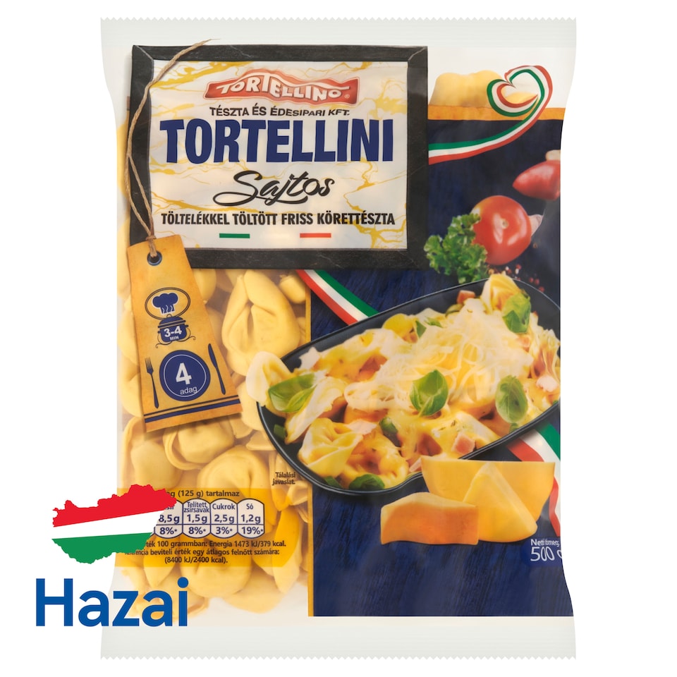 Tortellino Tortellini sajtos töltelékkel töltött friss körettészta 500 g