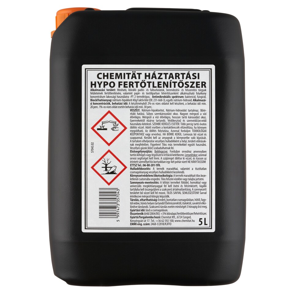 Chemität háztartási hypo fertőtlenítőszer 5 l