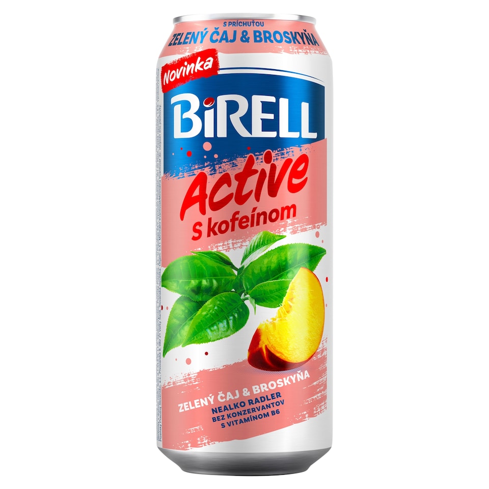 Birell Active Zelený čaj a broskyňa s kofeínom 0,5 l