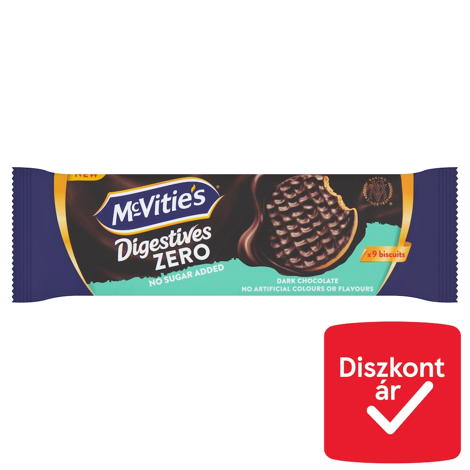 McVitie's Digestives Zero hozzáadott cukor nélküli étcsokoládéval bevont keksz 150 g  1. kép