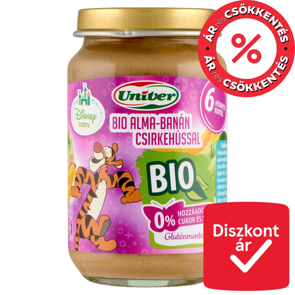 Univer Disney Baby bio alma-banán csirkehússal bébiétel 6 hónapos kortól 163 g  1. kép