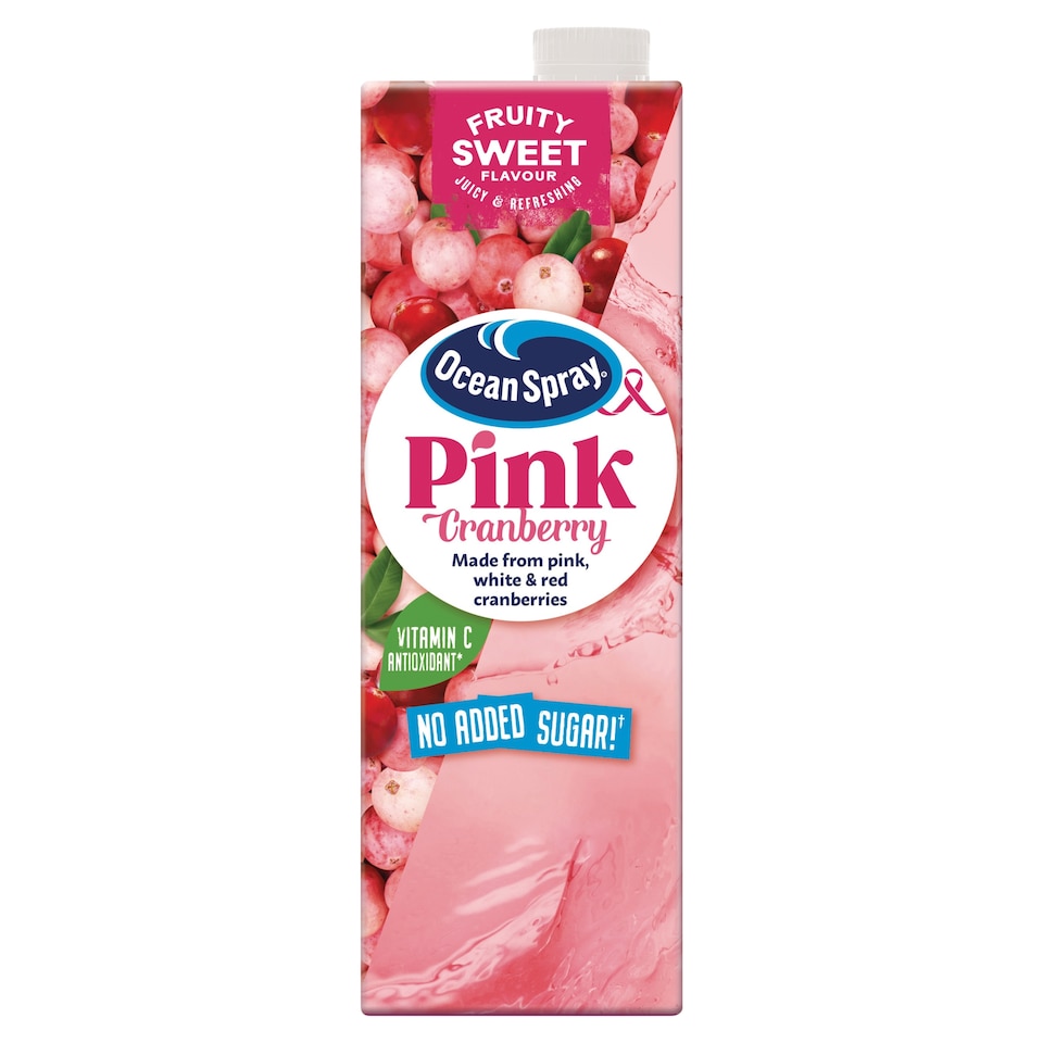 image 1 of Ocean Spray No Added Sugar Pink Cranberry Juice Drink 1 Litre