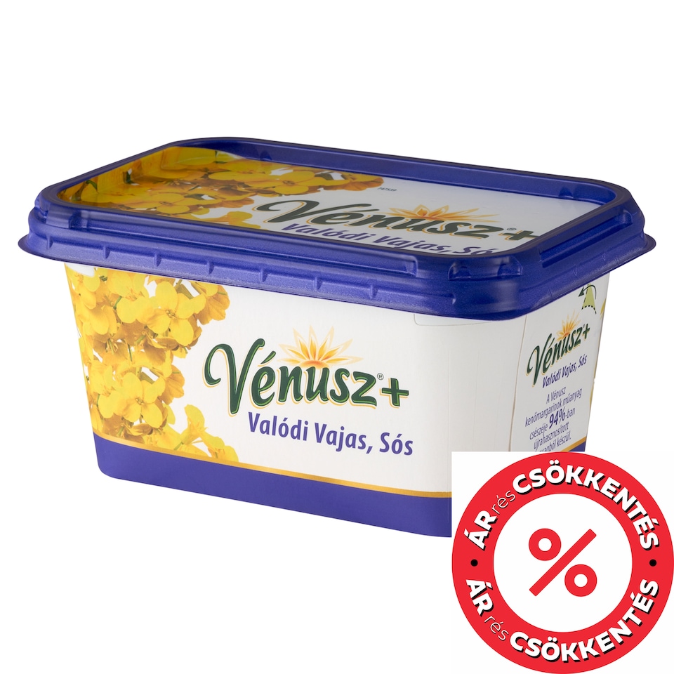 Vénusz+ Valódi Vajas, Sós 55% zsírtartalmú margarin 450 g