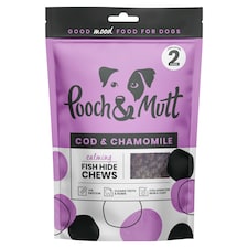 Pooch & Mutt Cod & Chamomile Calming Fish Hide Dog Chews x2 90g