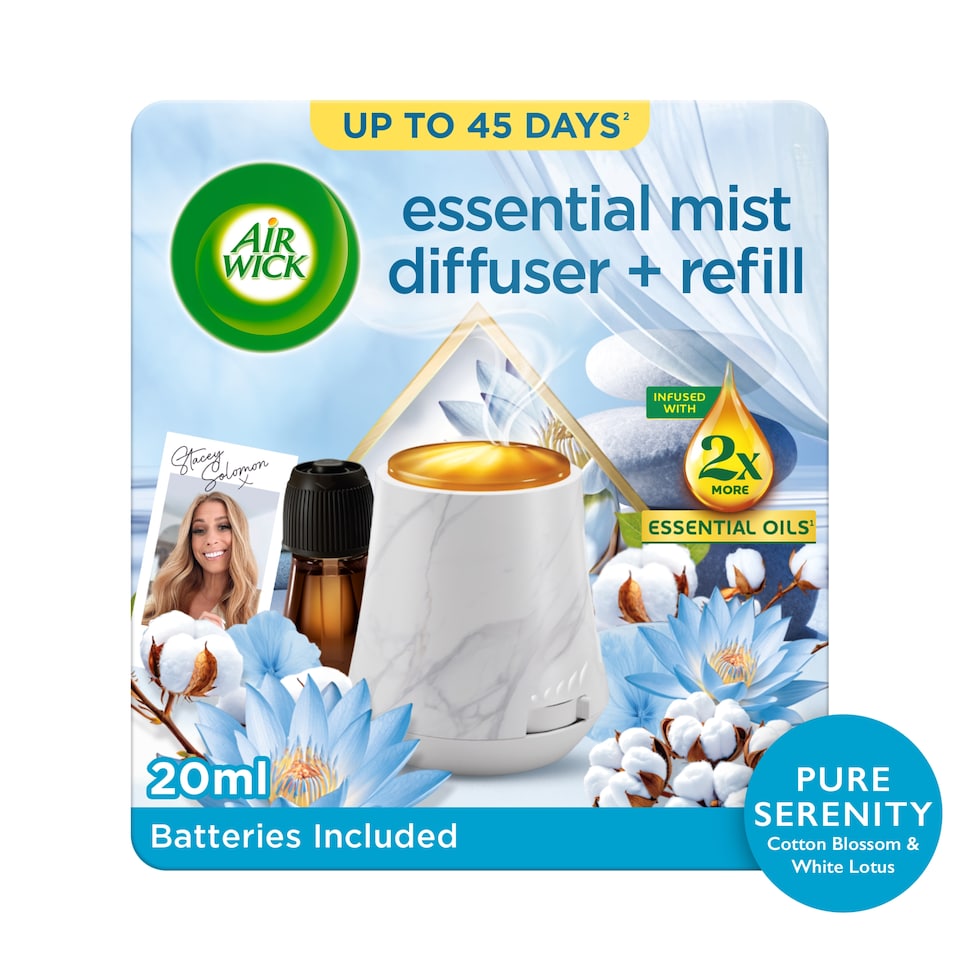 Air Wick Essential Mist Diffuser Cotton Blossom & White Lotus Pure Serenity Kit 20ml
