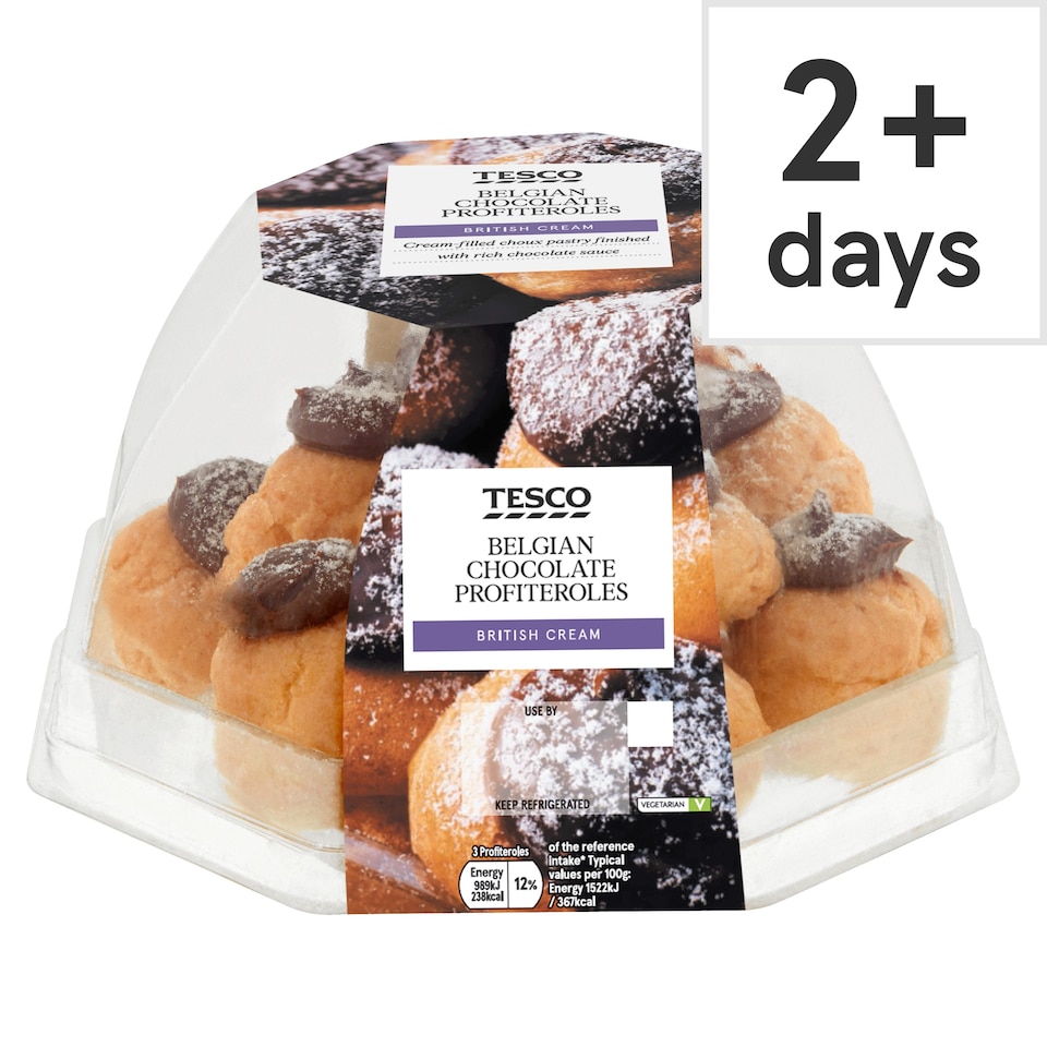 TESCO Chocolate Profiteroles Stack 12 Pack