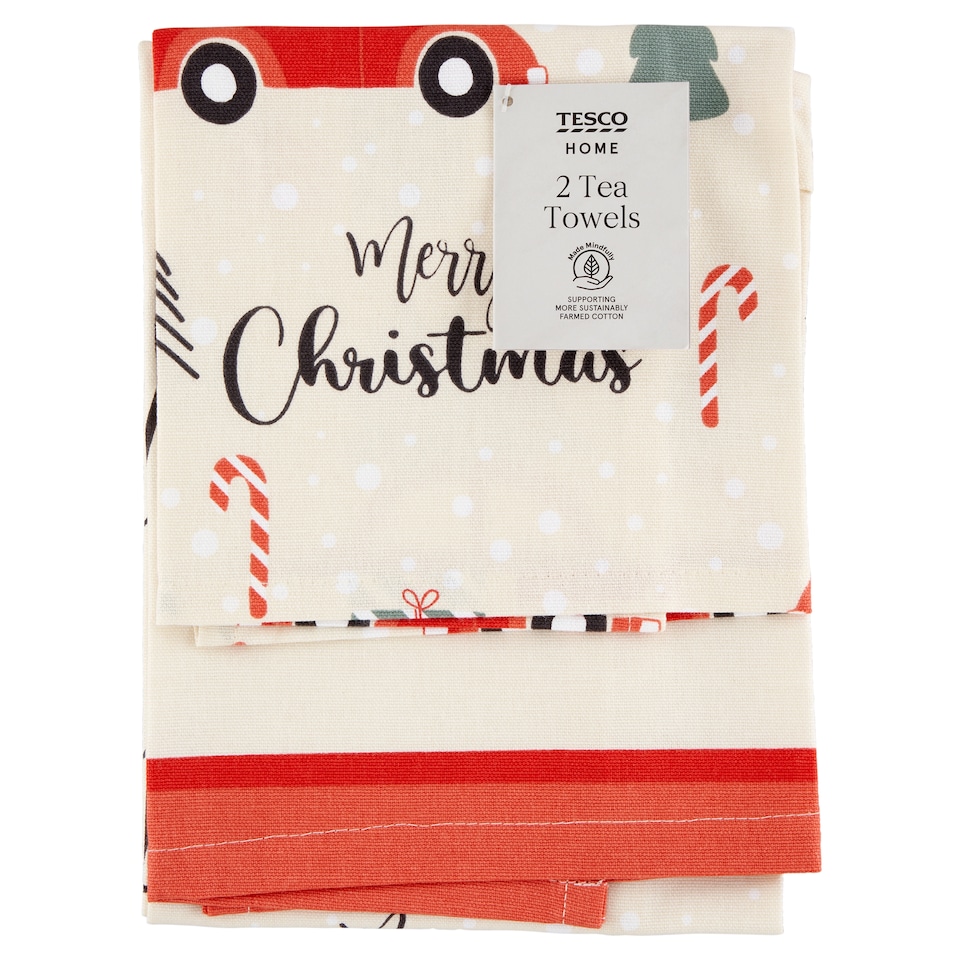 image 1 of F&F Home Car with Tree Teatowel 50 cm x 70 cm 2 pcs