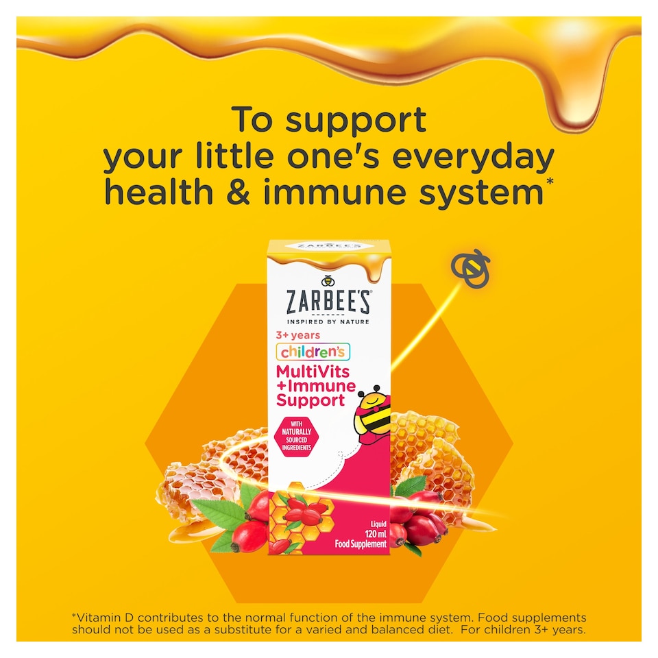 image 1 of Zarbee's Children's Multivitamins + Immune Support Kids Aged 3+ 120ml