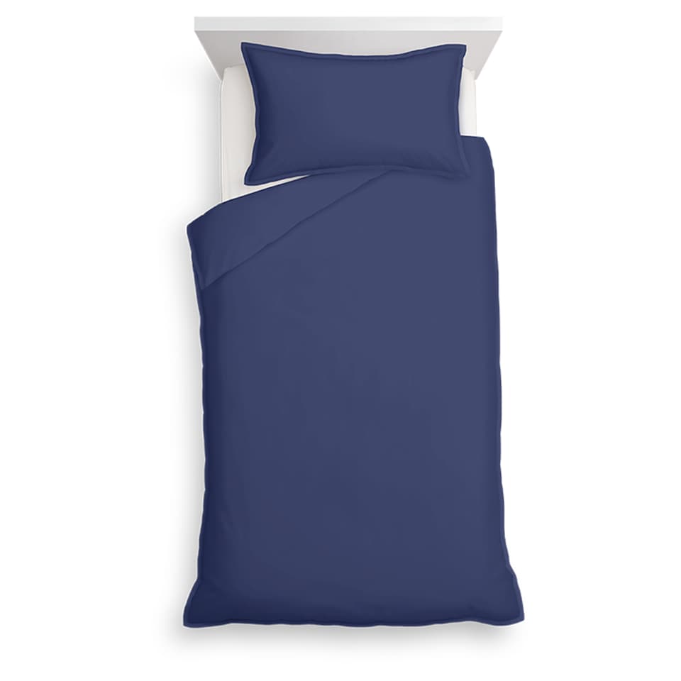 image 1 of Tesco Navy 100% Cotton Oxford Edge Duvet Set Single