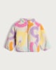 image 4 of F&F Girls Squiggle Print Textured Borg Jacket in Multi