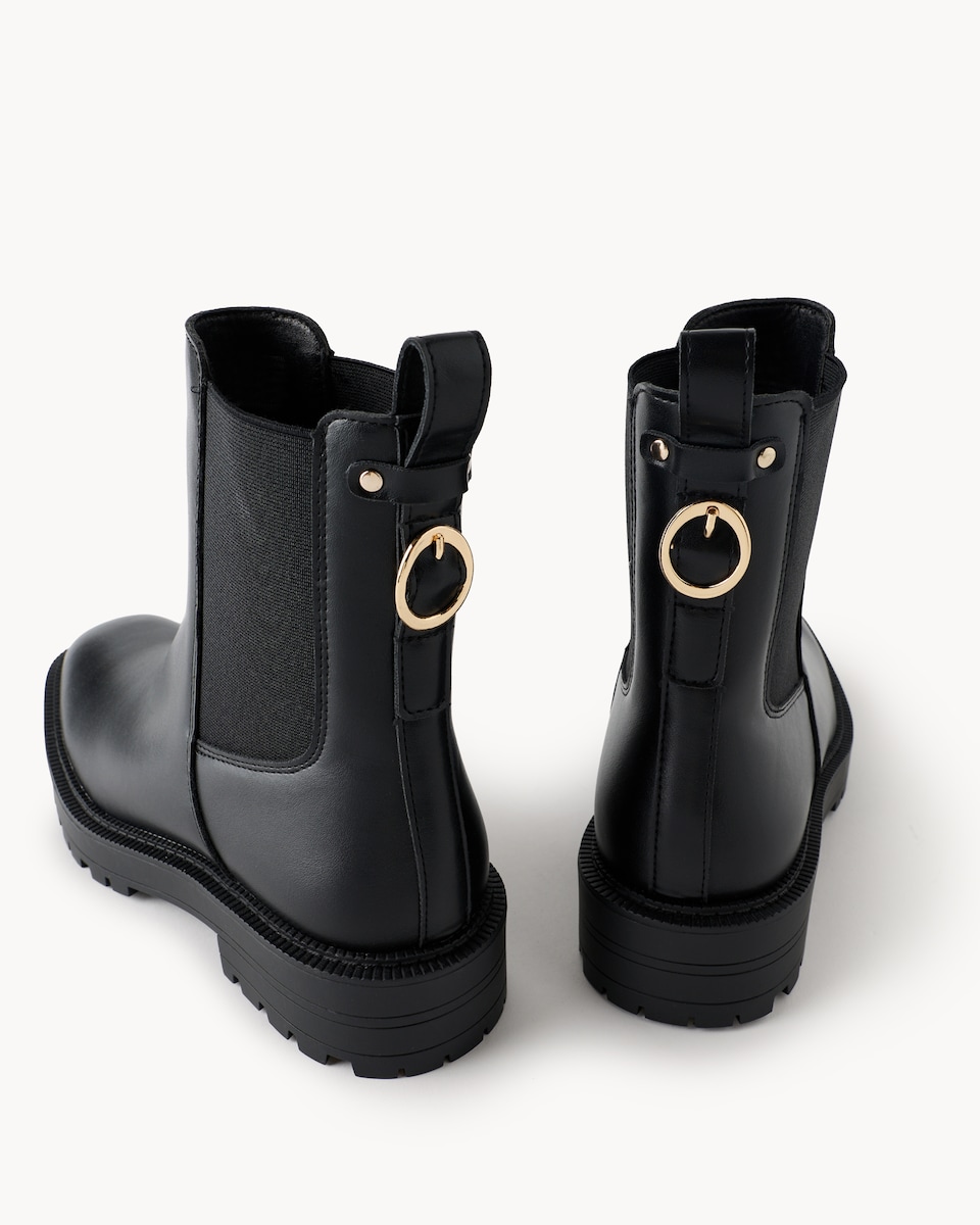 image 1 of F&F Faux Suede Chunky Chelsea Boots in Black