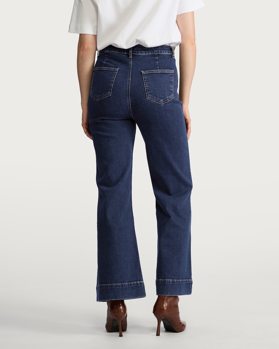 image 1 of The F&F Edit Patch Pocket Flared Jeans in Blue