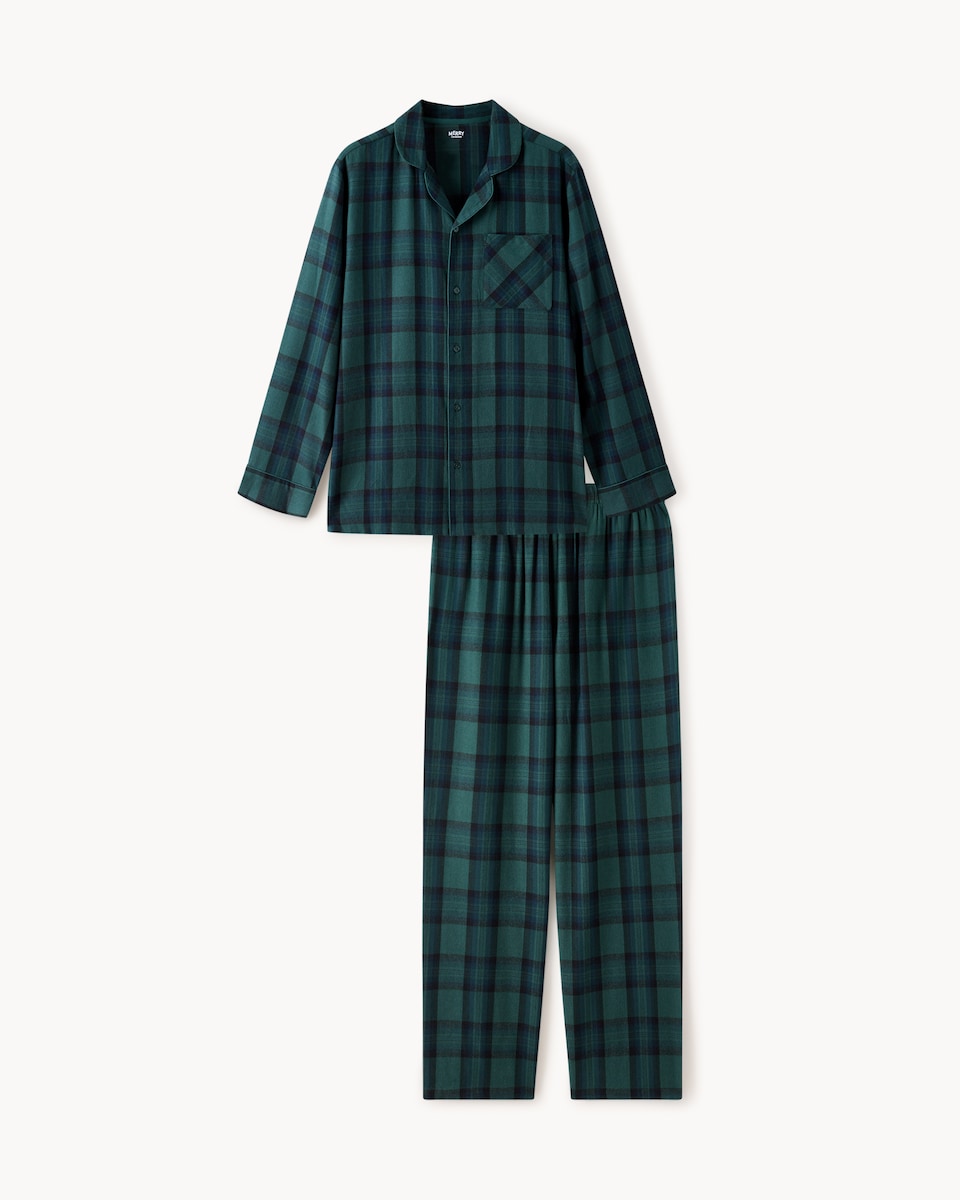 image 1 of Christmas Cotton Rich Checked Revere Matching Family Pyjama Set in Multi Green