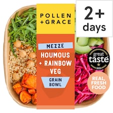 Pollen & Grace Mezze Houmous + Rainbow Veg Grain Bowl 275g