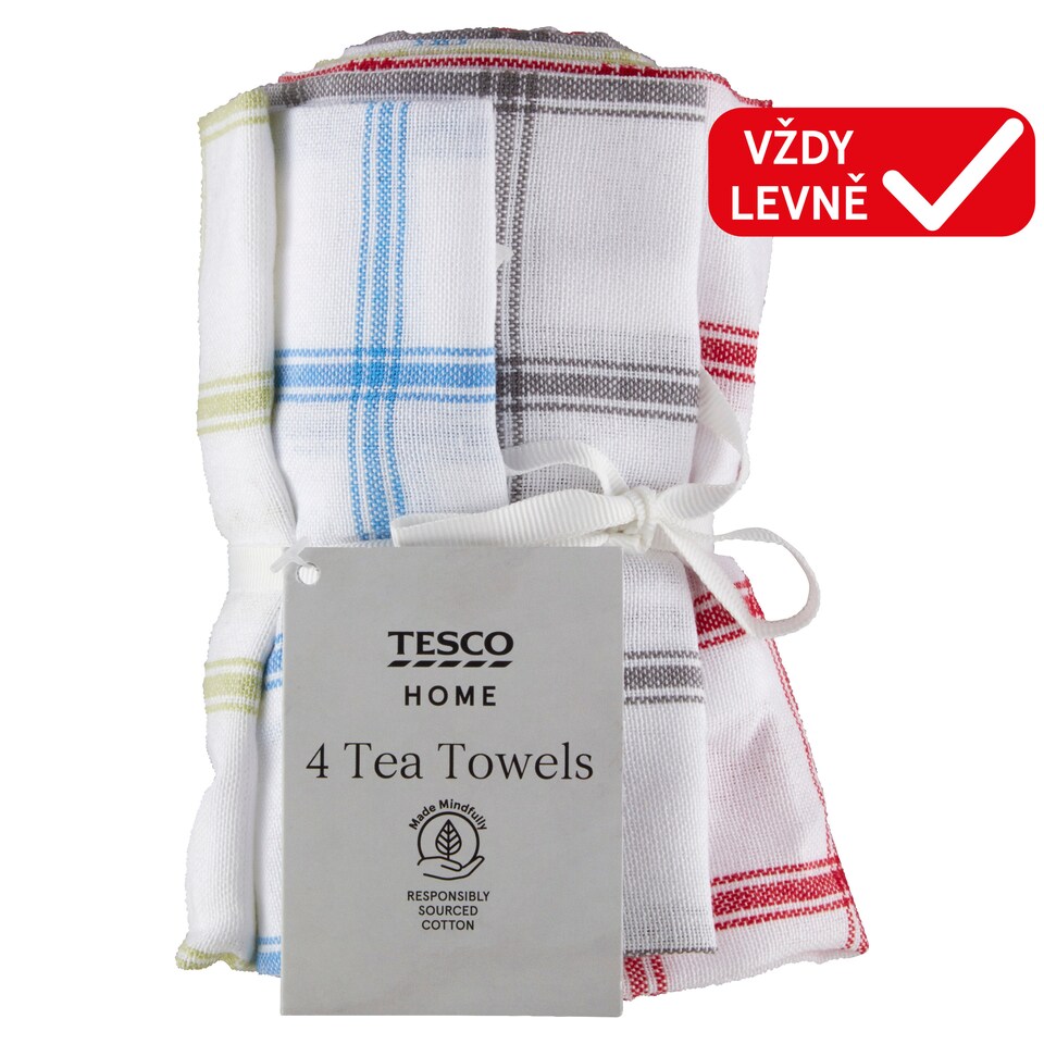 Tesco Home Utěrka 35 cm x 55 cm 4 ks
