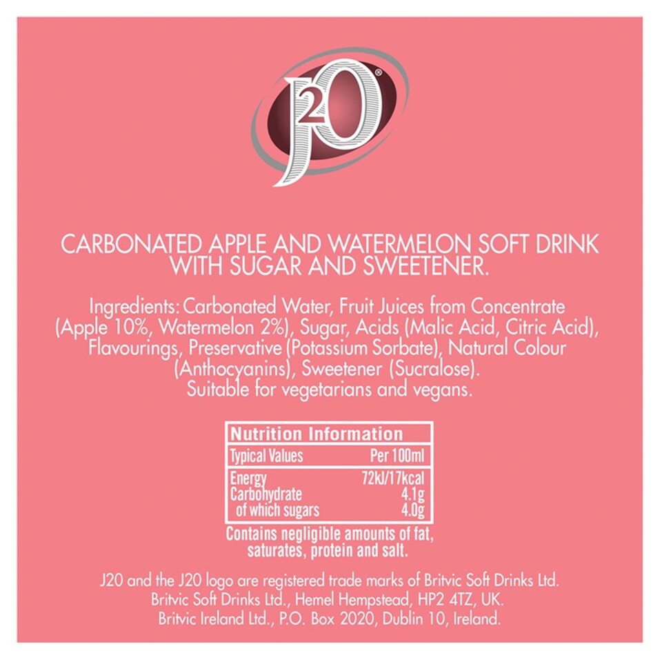 image 1 of J2O Spritz Sparkling Apple & Watermelon 4x275ml