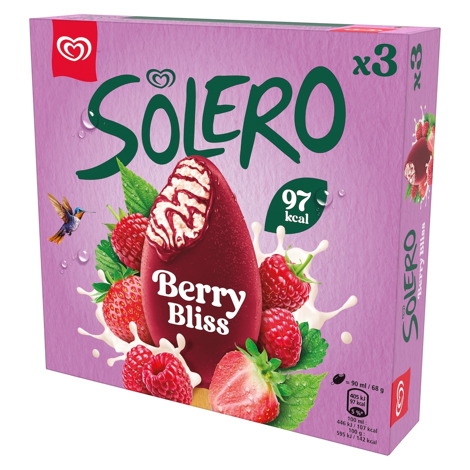 image 1 of Wall's Solero Red Berries Ice Cream Sticks 3x90ml