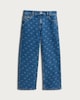 image 4 of F&F Girls Pure Cotton Bow Print Wide Leg Jeans in Navy