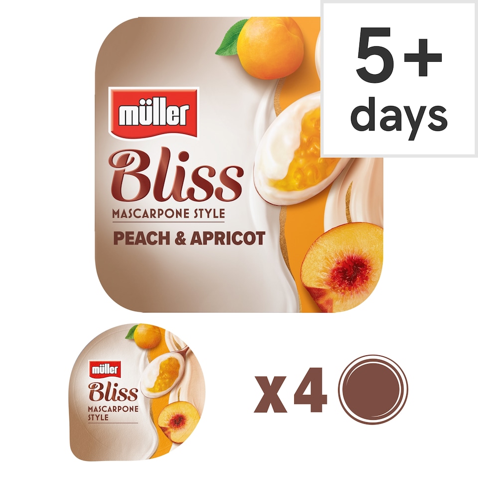 Muller Bliss Mascarpone Peach & Apricot Yogurts 4 x 110g