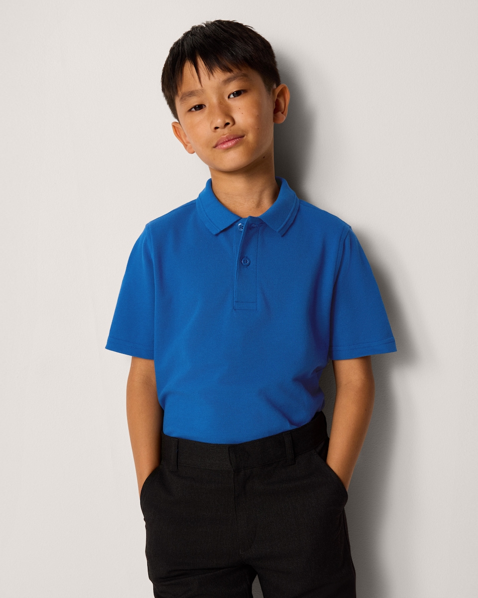 image 1 of F&F School Boys 3-Pack Pure Cotton Regular Fit Polo Shirts in Cobalt Blue